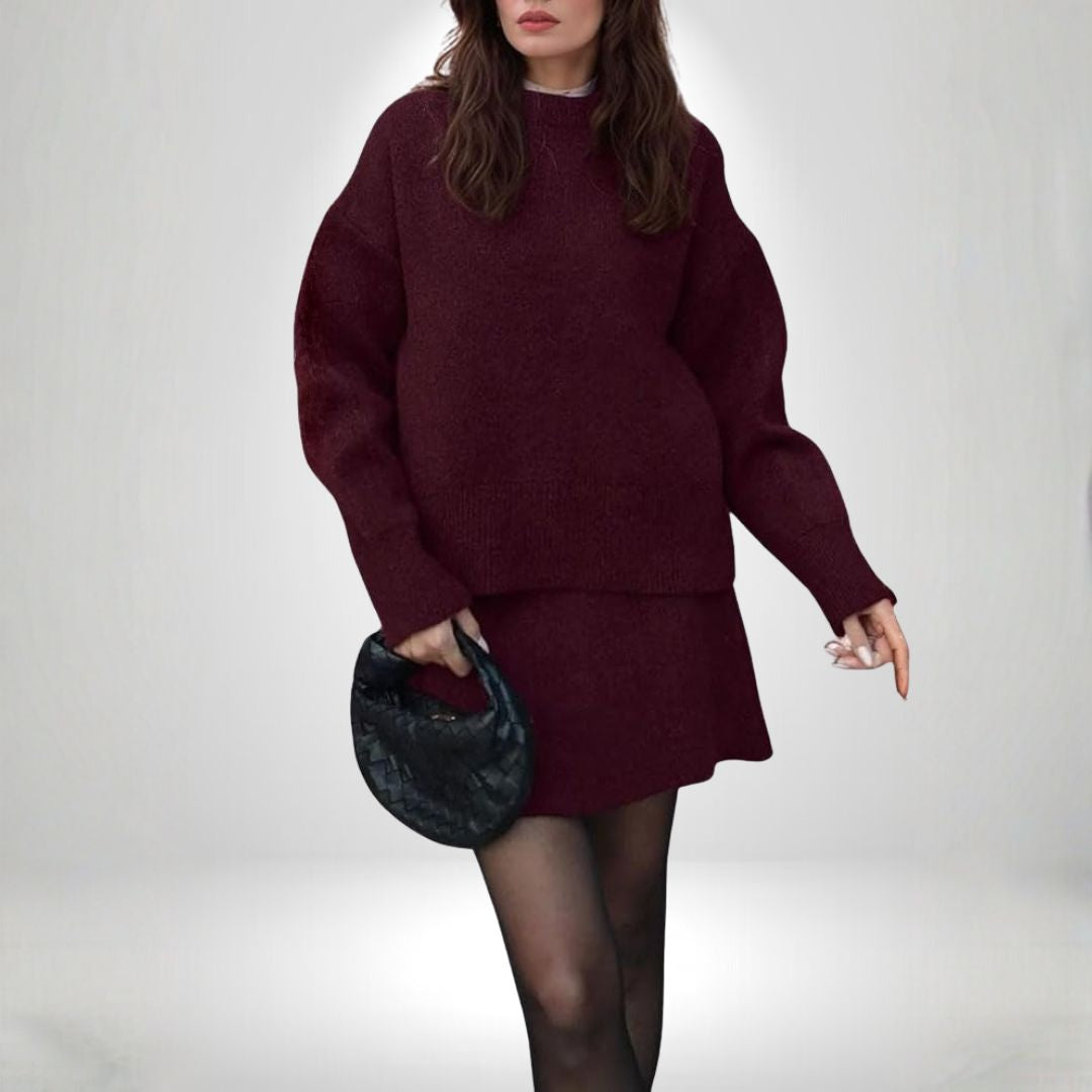Ensemble douillet en maille avec pull et jupe