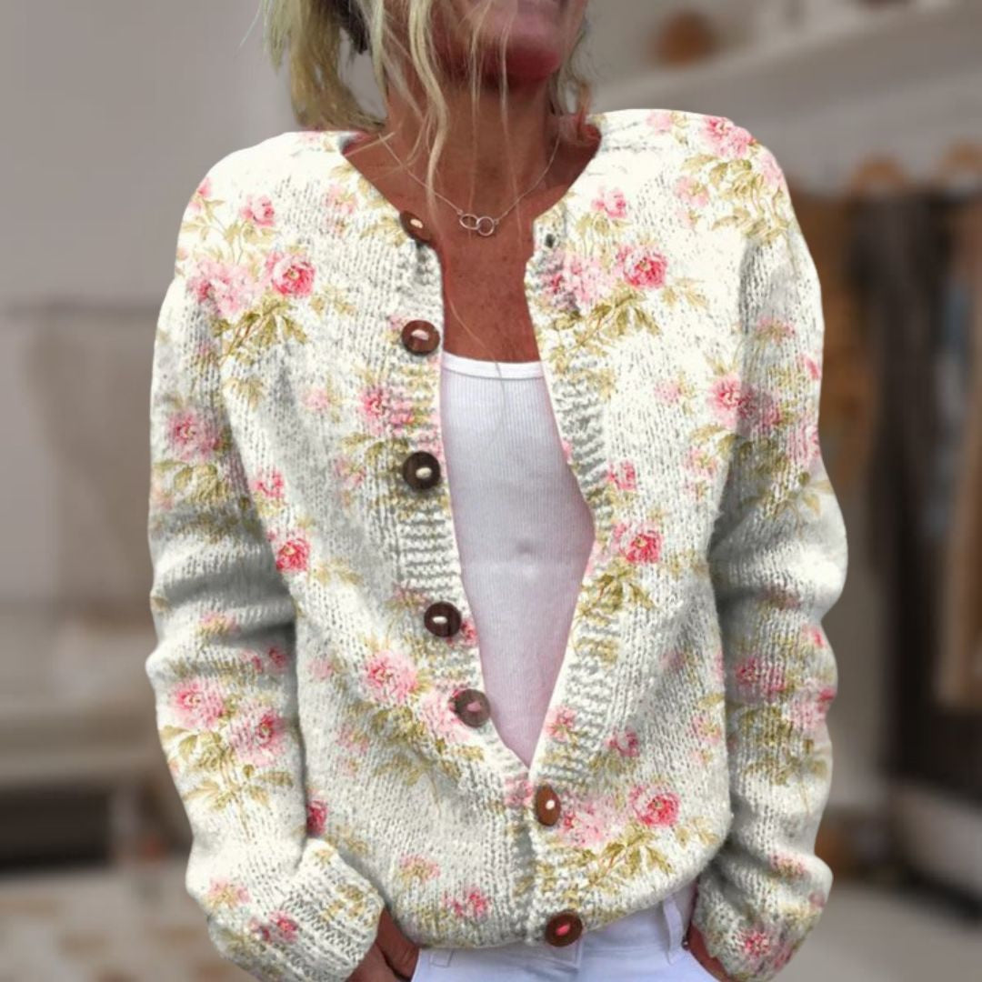 Cardigan vintage à imprimé floral