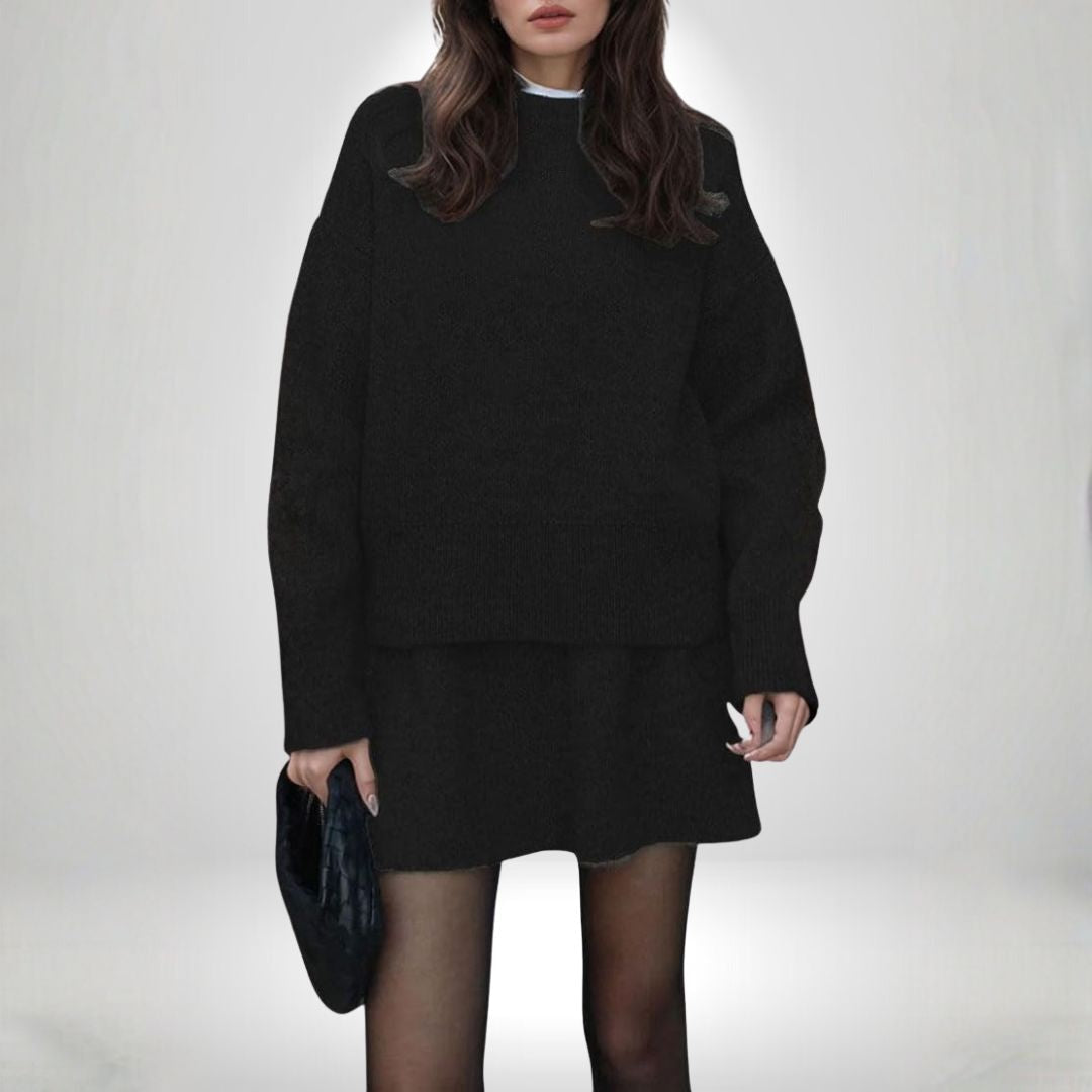 Ensemble douillet en maille avec pull et jupe