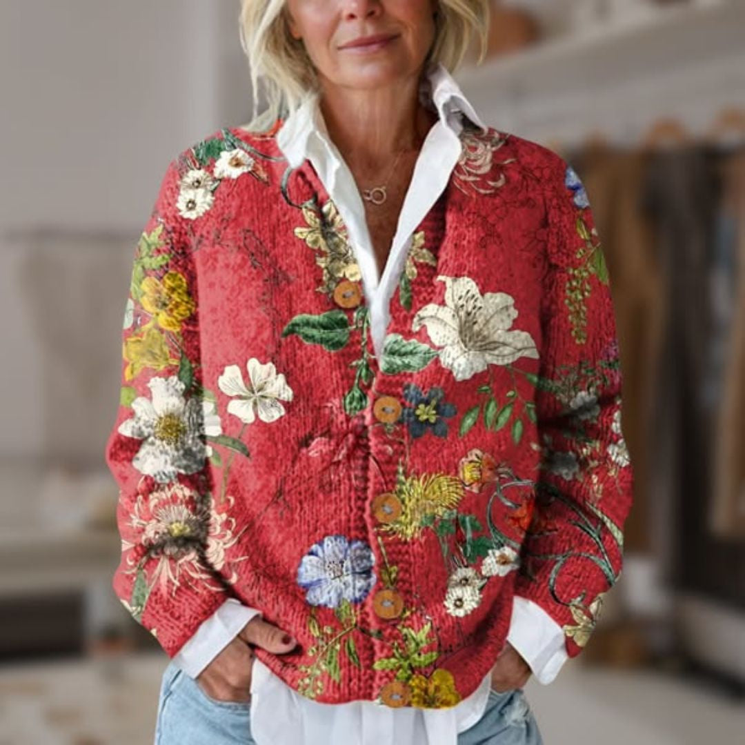 Cardigan vintage à imprimé floral