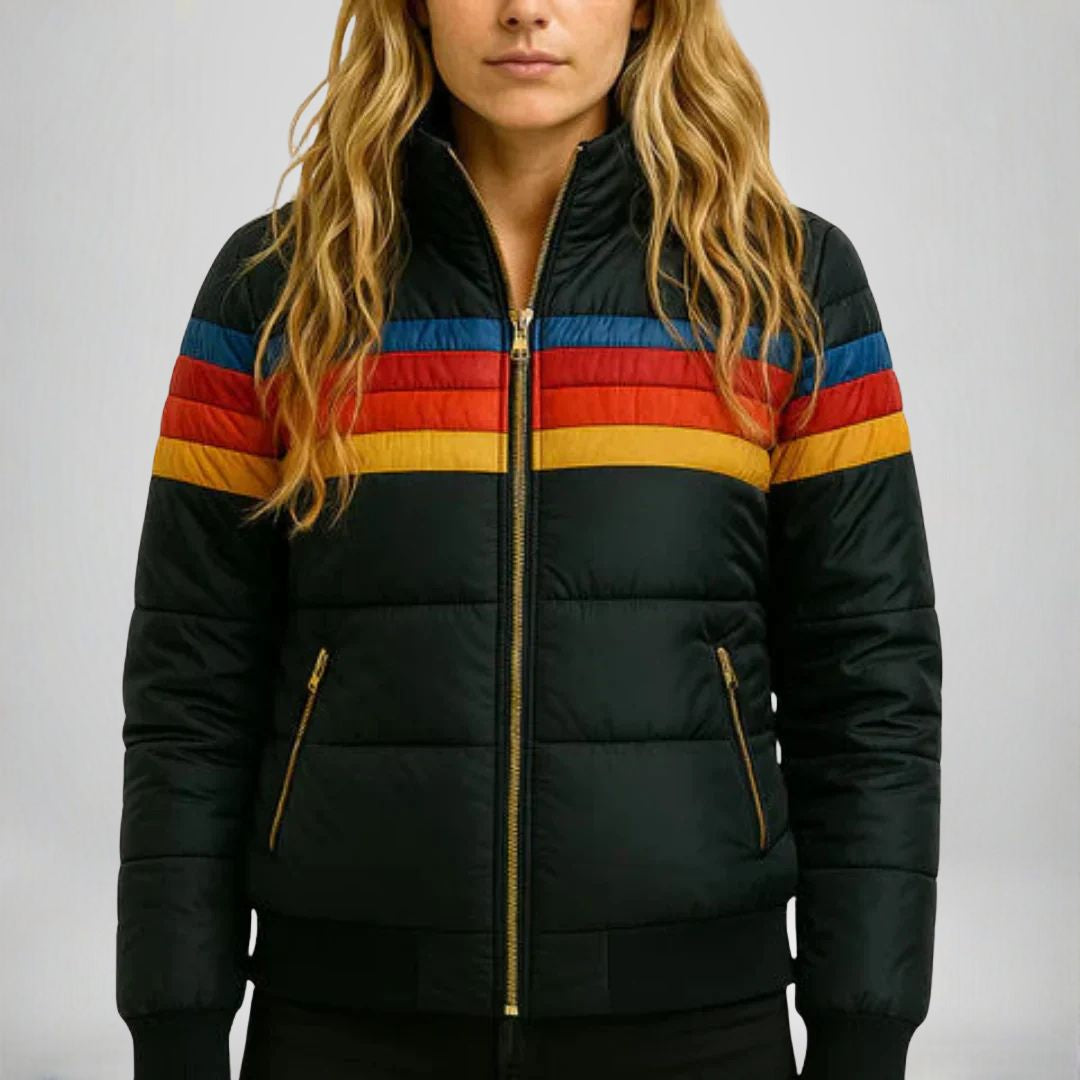 Veste Matelassée Rayée Rétro