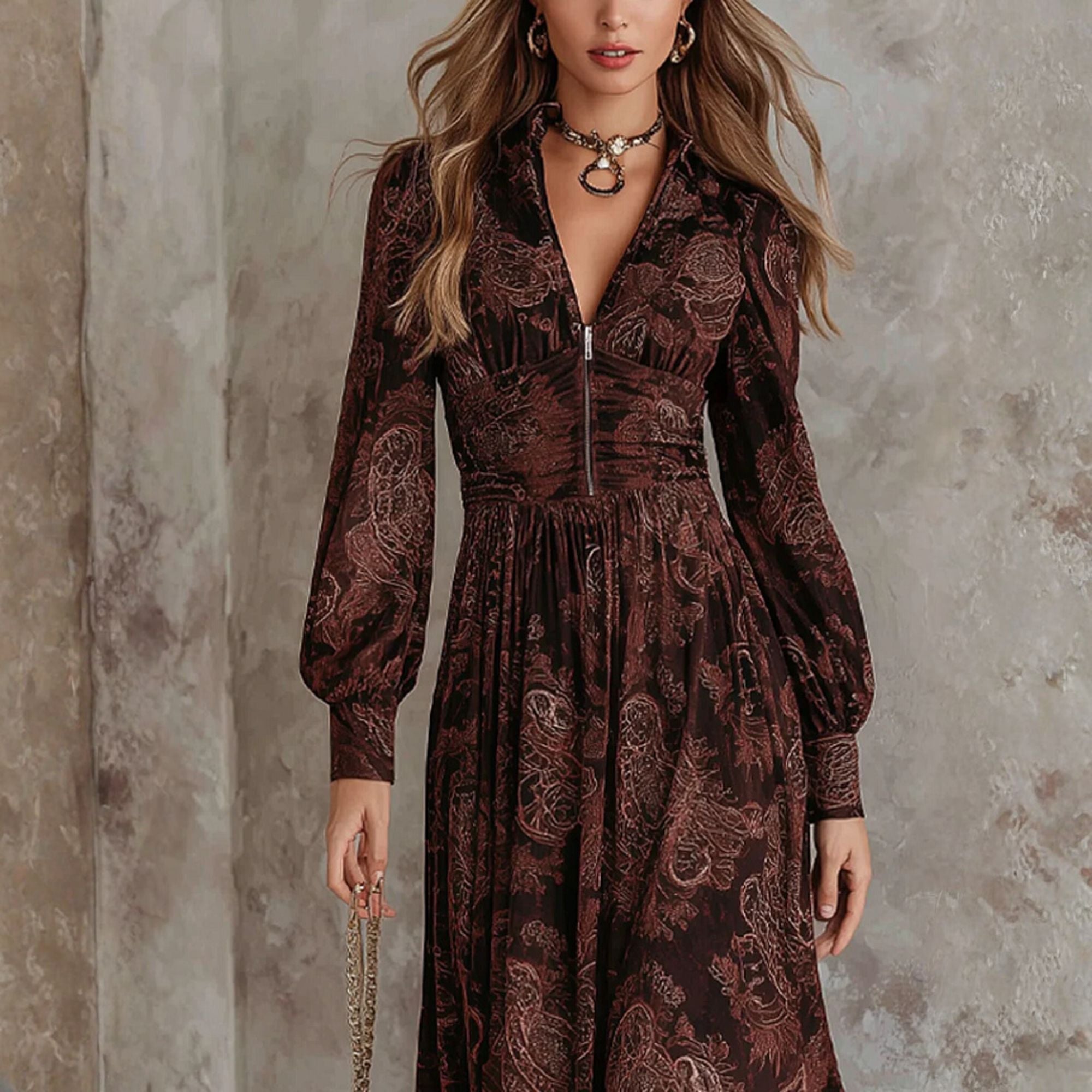 Robe midi à imprimé paisley