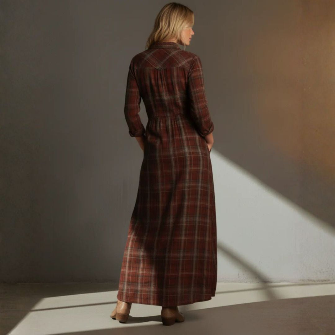 Robe longue à carreaux