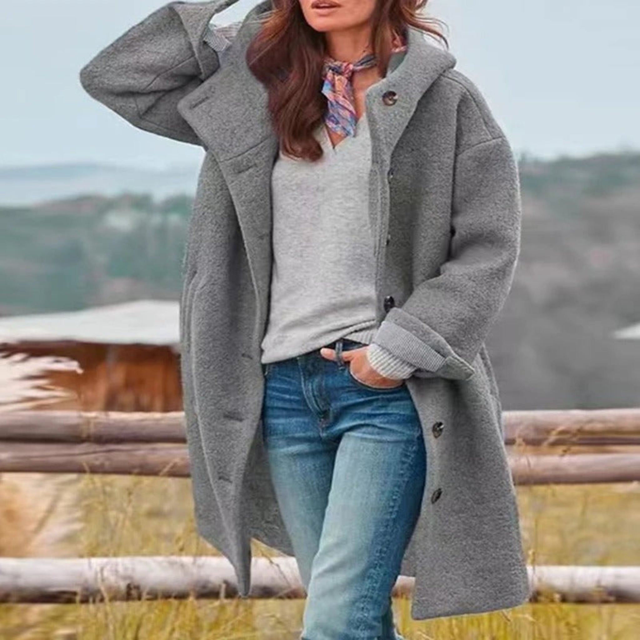 Manteau long à capuche