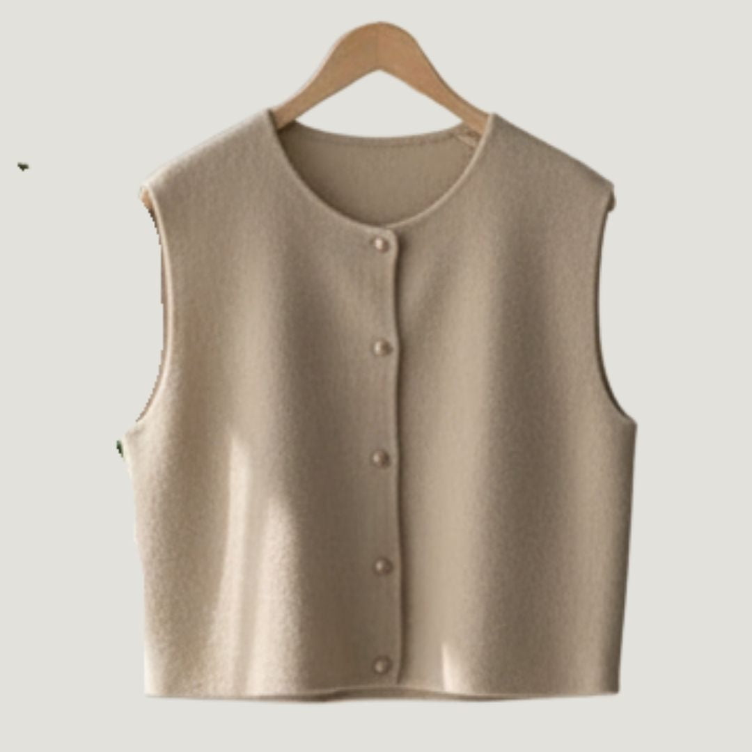 Élégant cardigan sans manches en maille