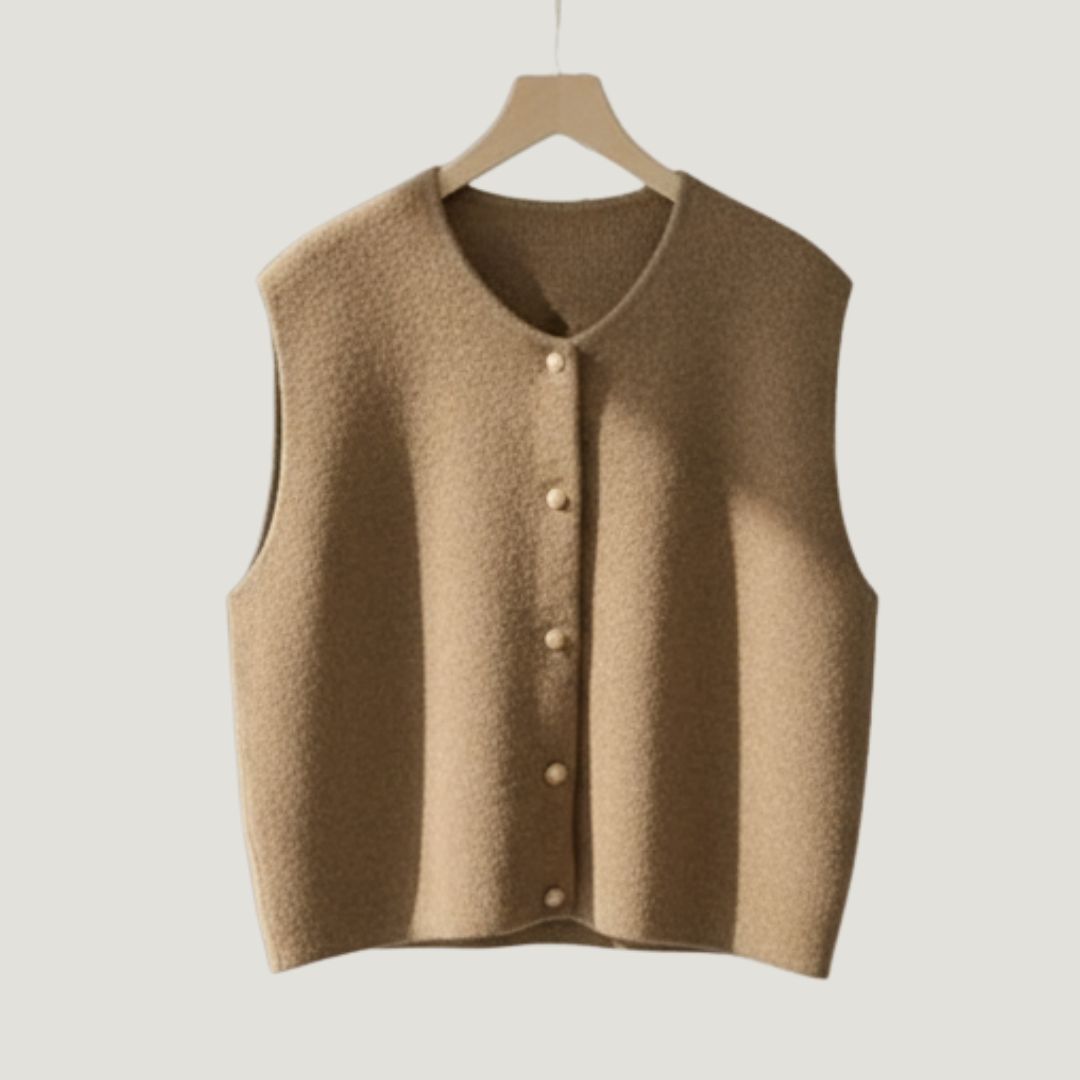Élégant cardigan sans manches en maille