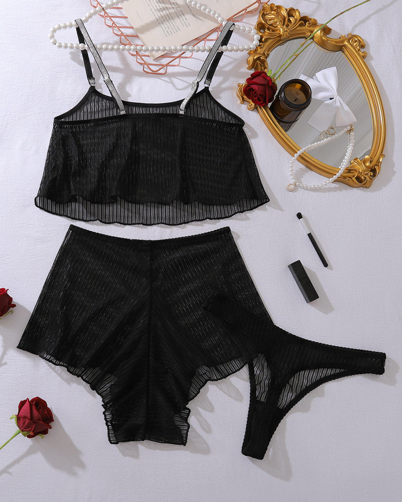 Manon™ | Débardeur en maille transparent & Ensemble de pyjama court