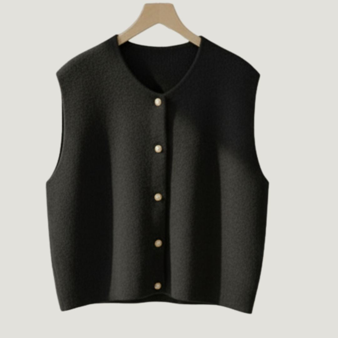 Élégant cardigan sans manches en maille