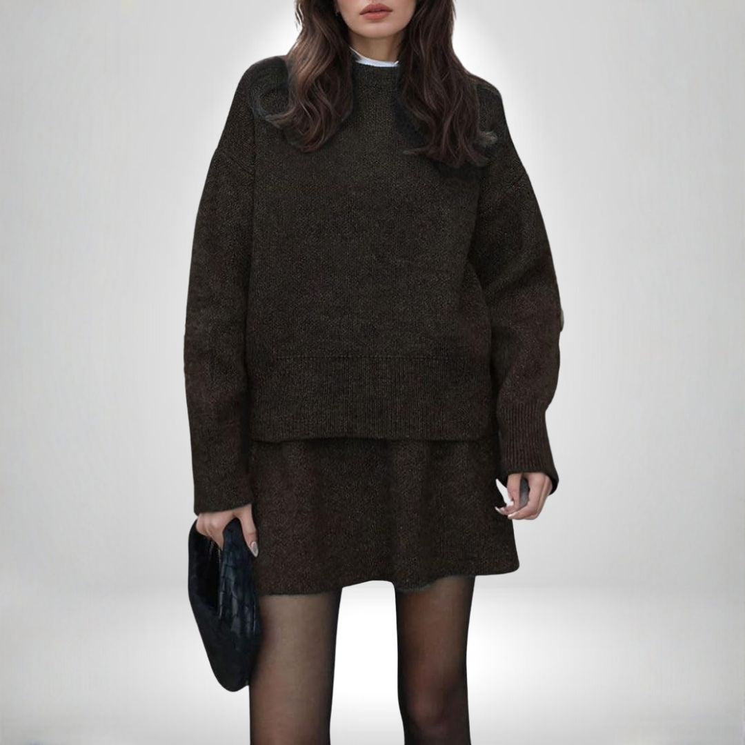 Ensemble douillet en maille avec pull et jupe