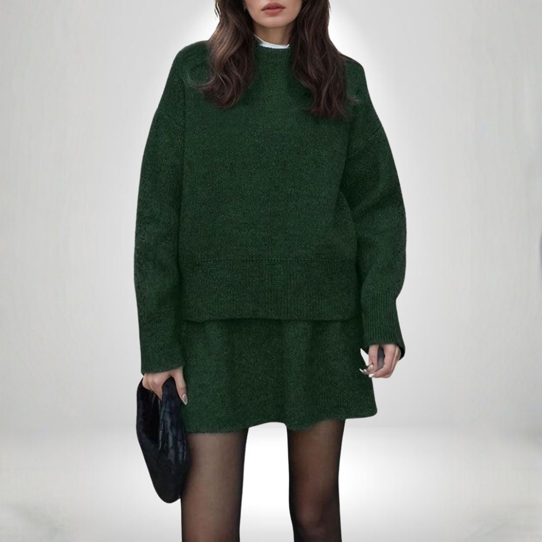 Ensemble douillet en maille avec pull et jupe