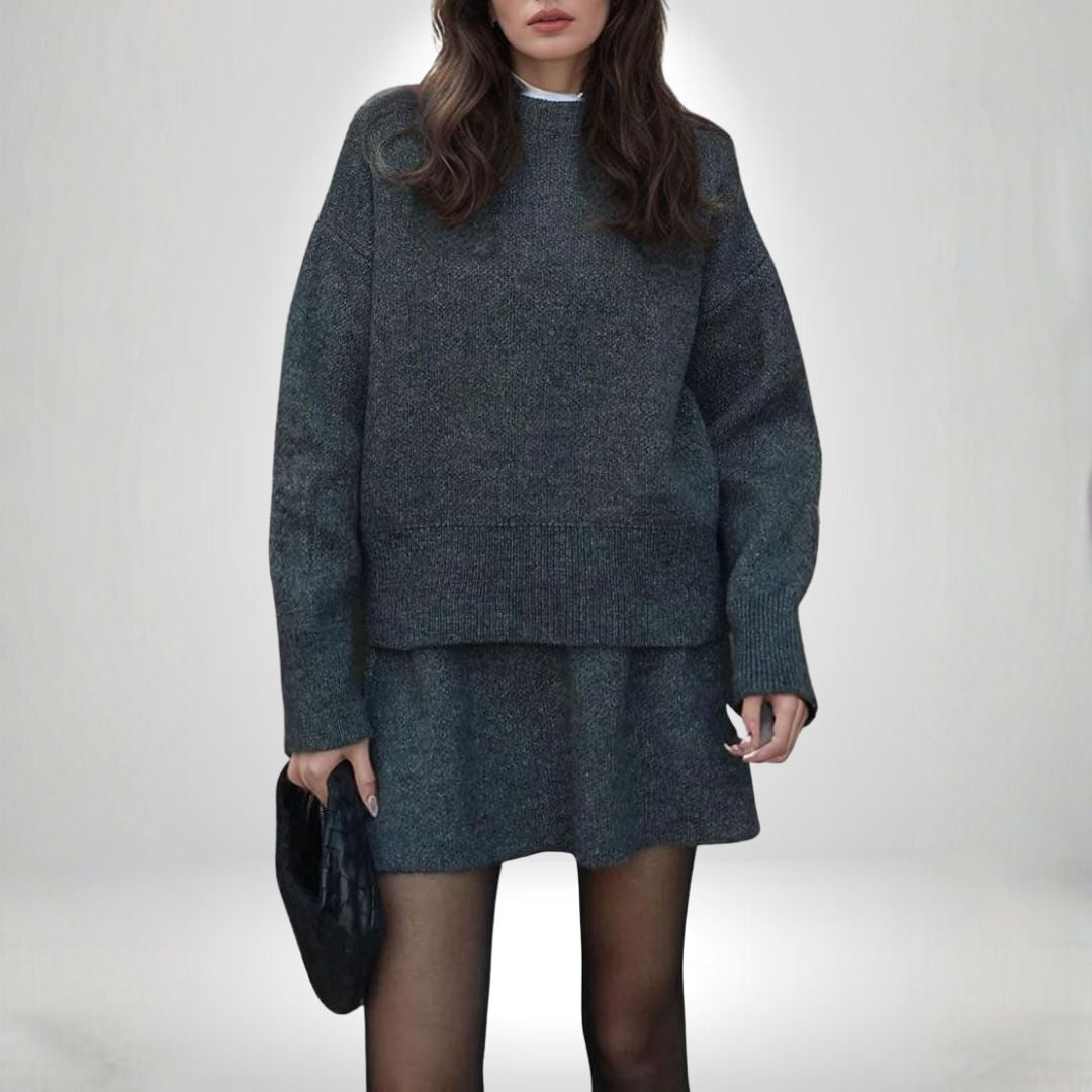 Ensemble douillet en maille avec pull et jupe