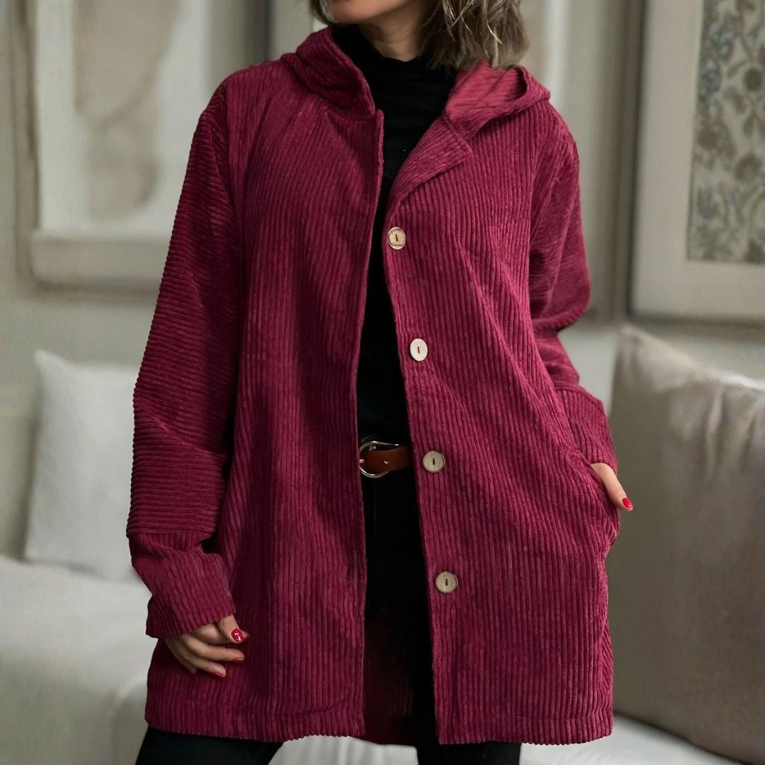 Veste velours côtelé à capuche