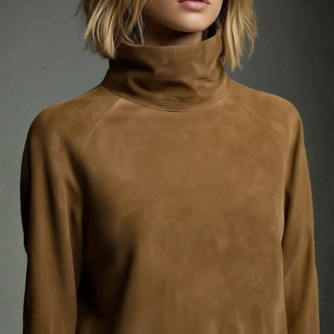 Mini-robe ample en suédine avec col montant