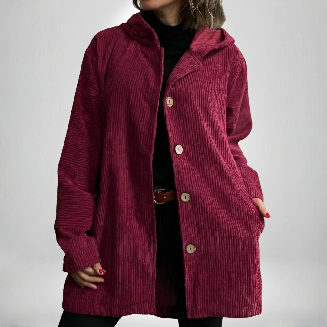 Veste velours côtelé à capuche