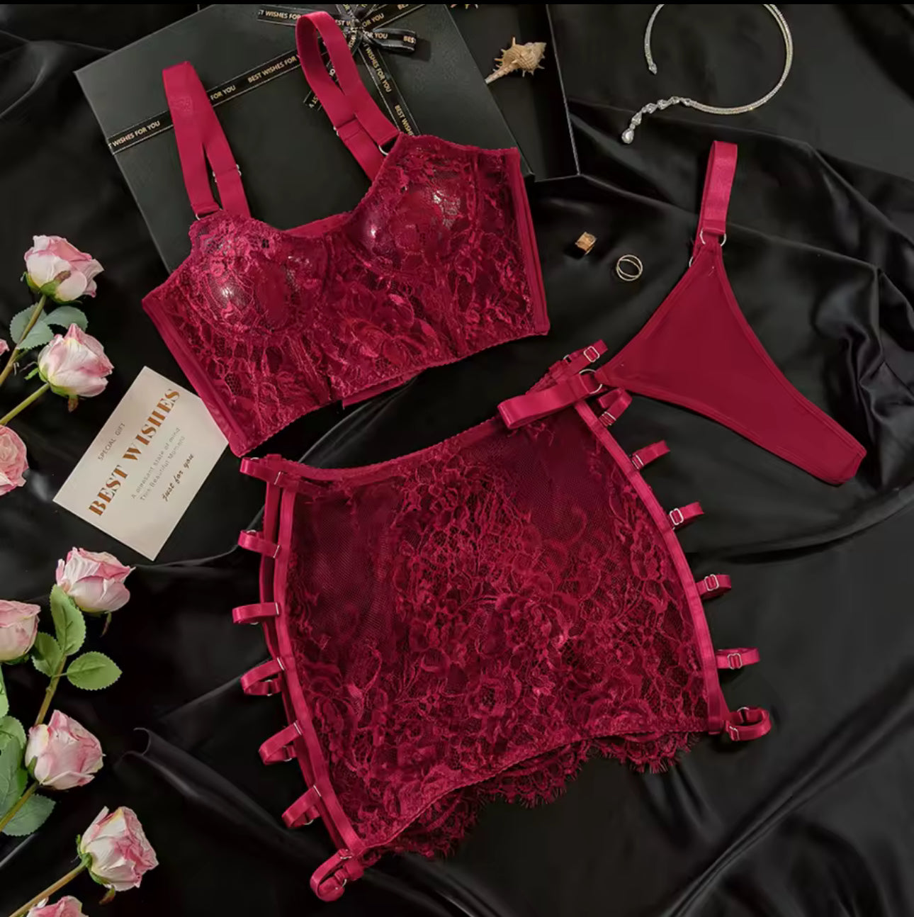 Amber™ | Ensemble Lingerie Rouge Désir