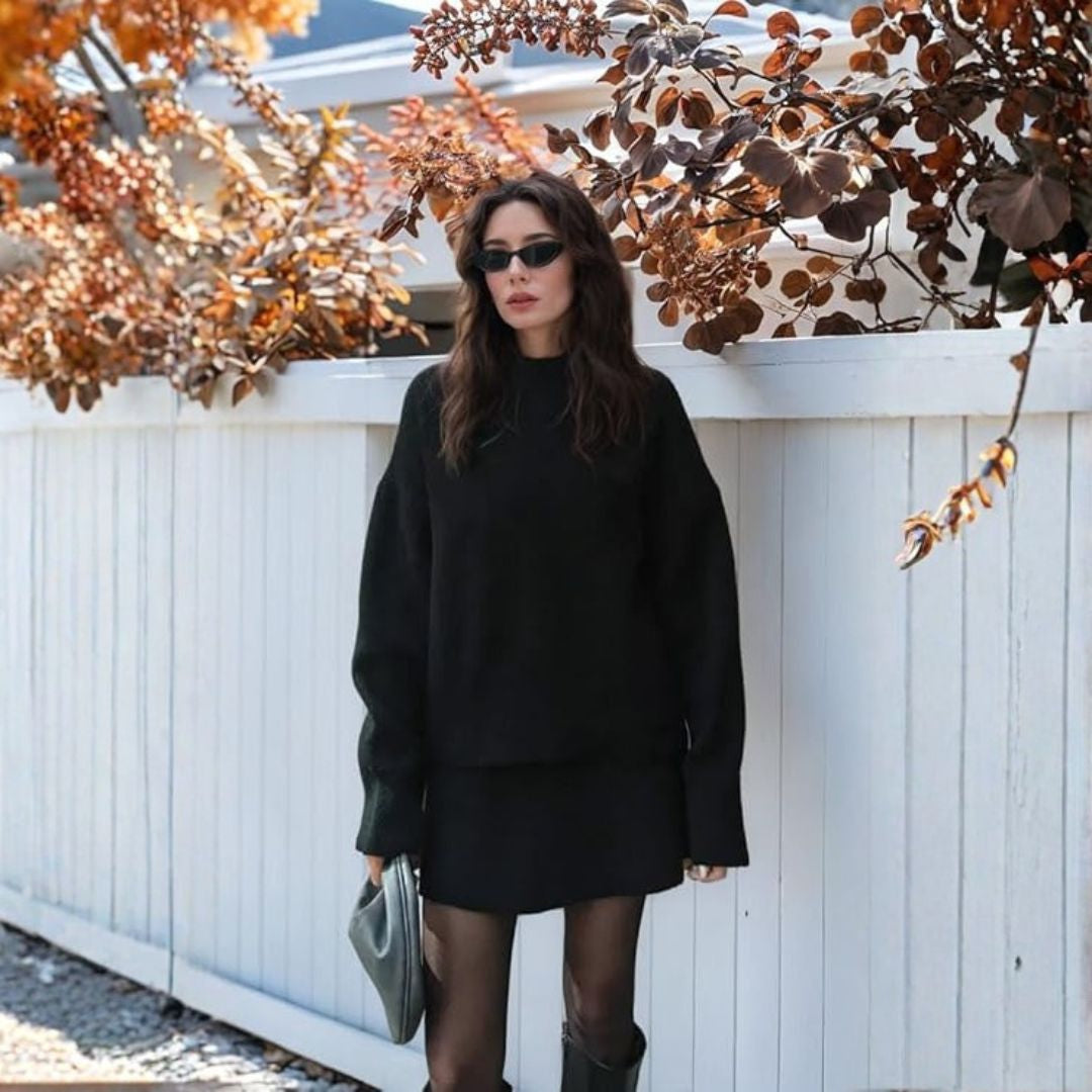 Ensemble douillet en maille avec pull et jupe