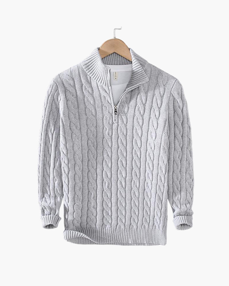 Pull Homme Demi-Zip en Maille Torsadée