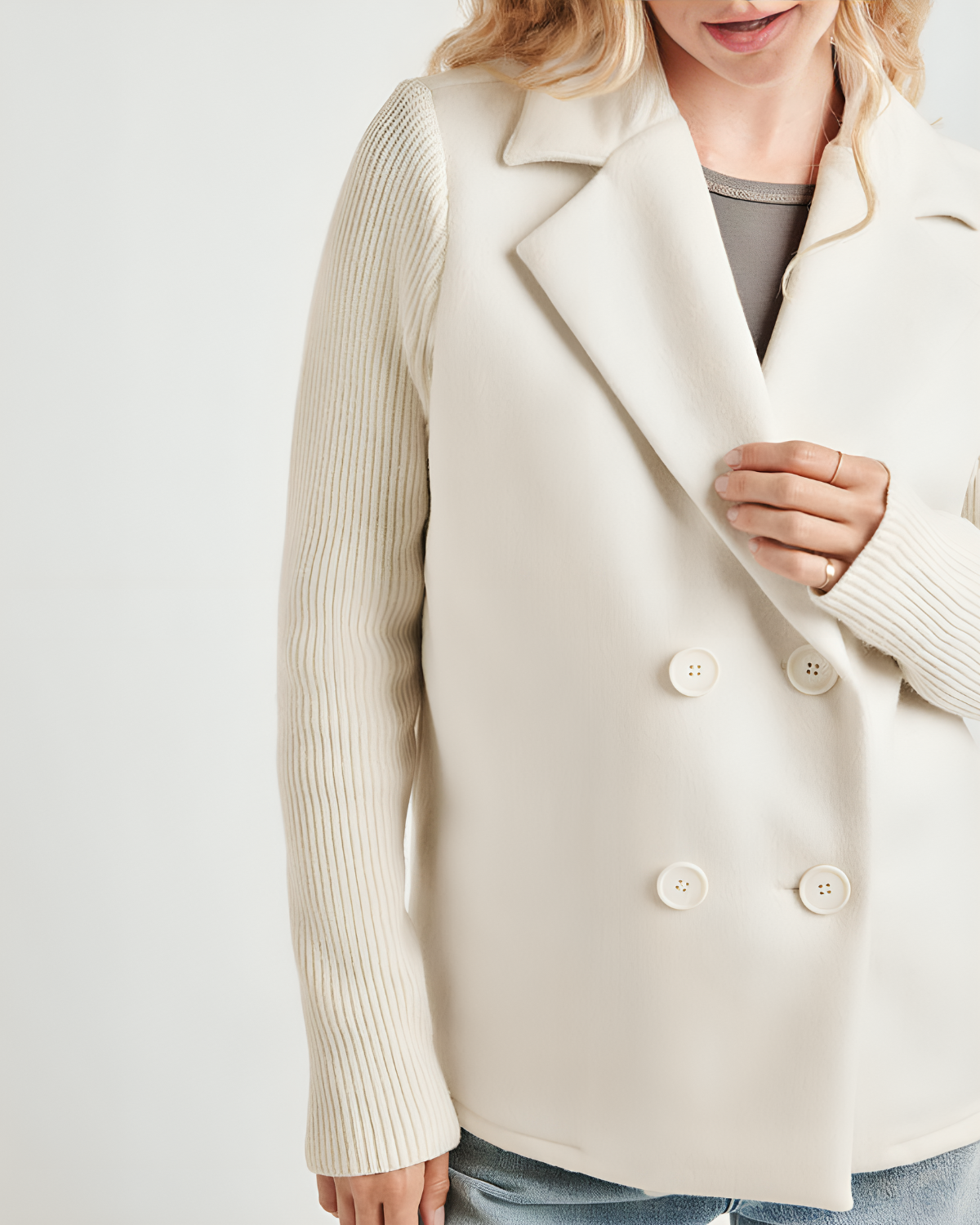 Blazer à Manches Tricotées