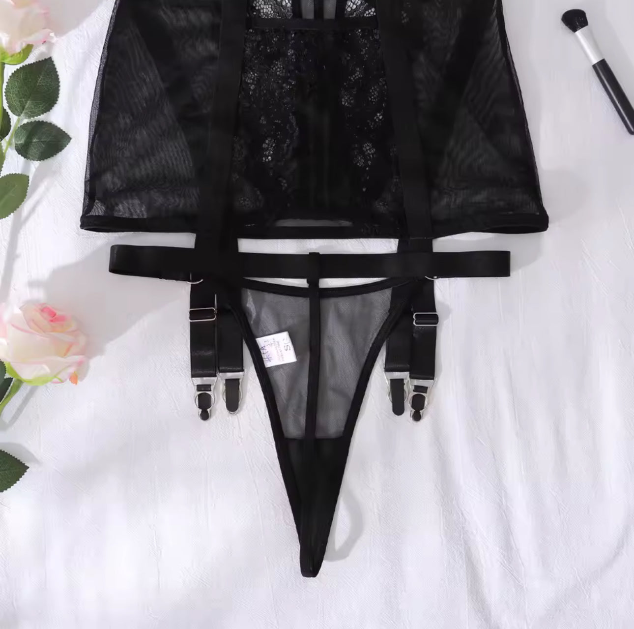 Alessandra™ | Chemise de Nuit Satinée Noire Mirage