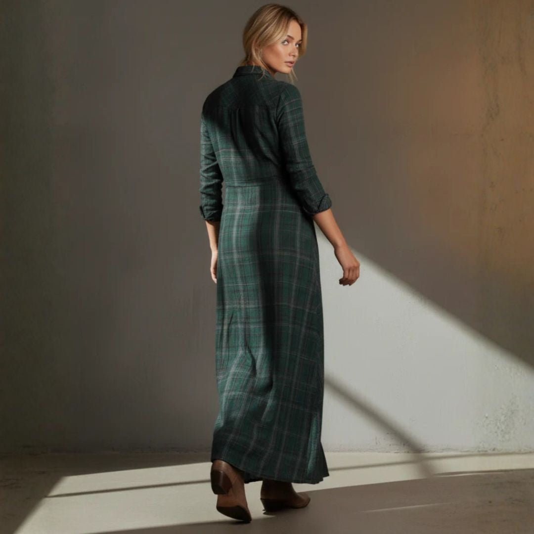 Robe longue à carreaux