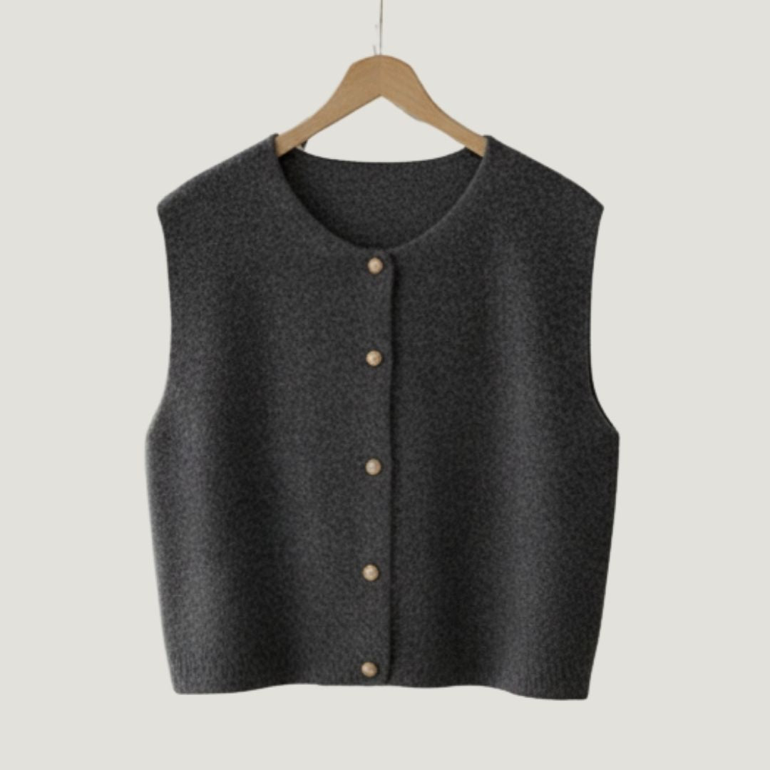 Élégant cardigan sans manches en maille