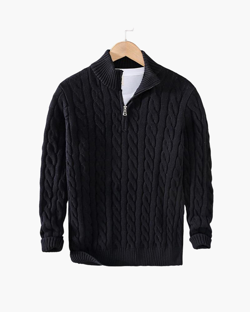 Pull Homme Demi-Zip en Maille Torsadée