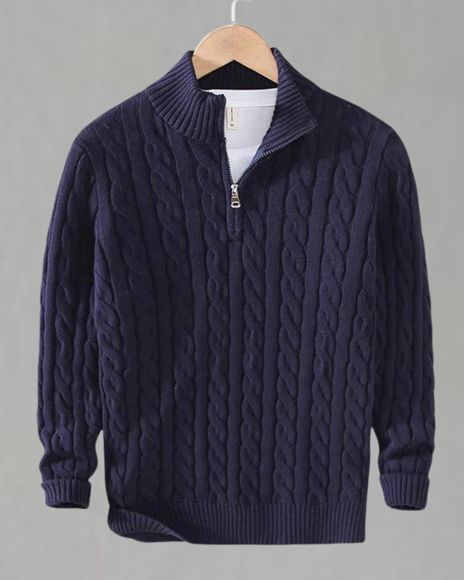 Pull Homme Demi-Zip en Maille Torsadée