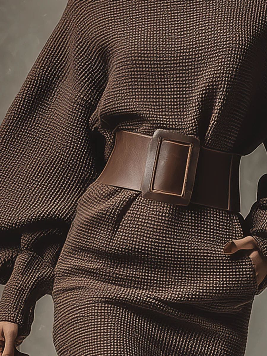 Robe maillée courte avec ceinture structurée