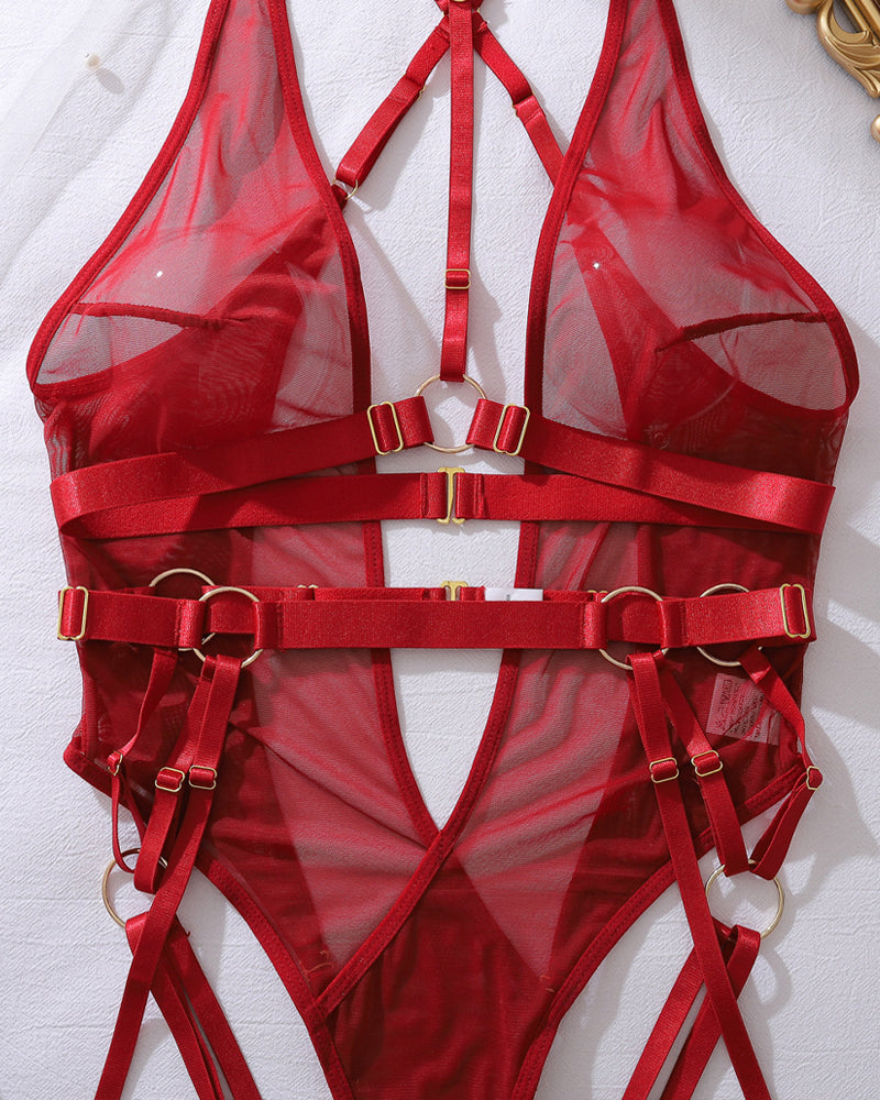 Renee™ | Body dos nu en maille avec bretelles métalliques